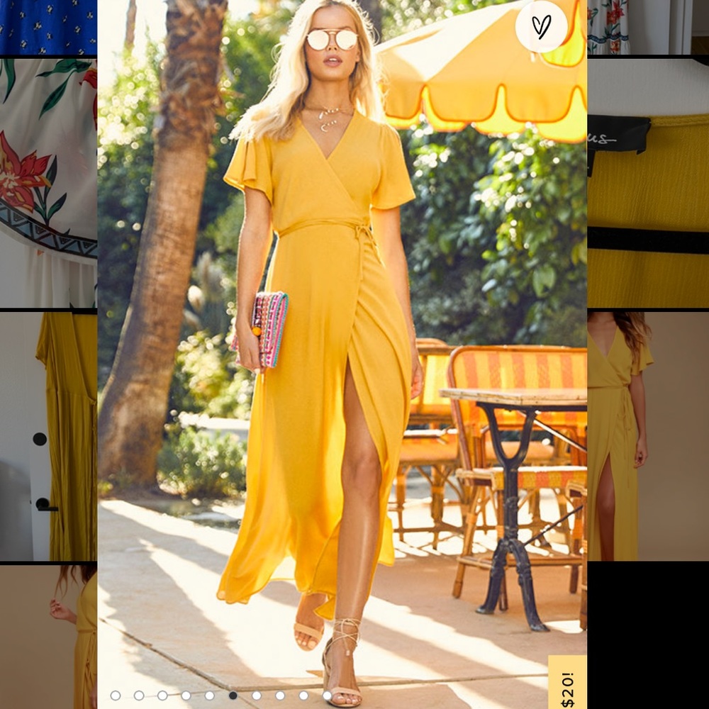 Lulus obliged yellow wrap dress